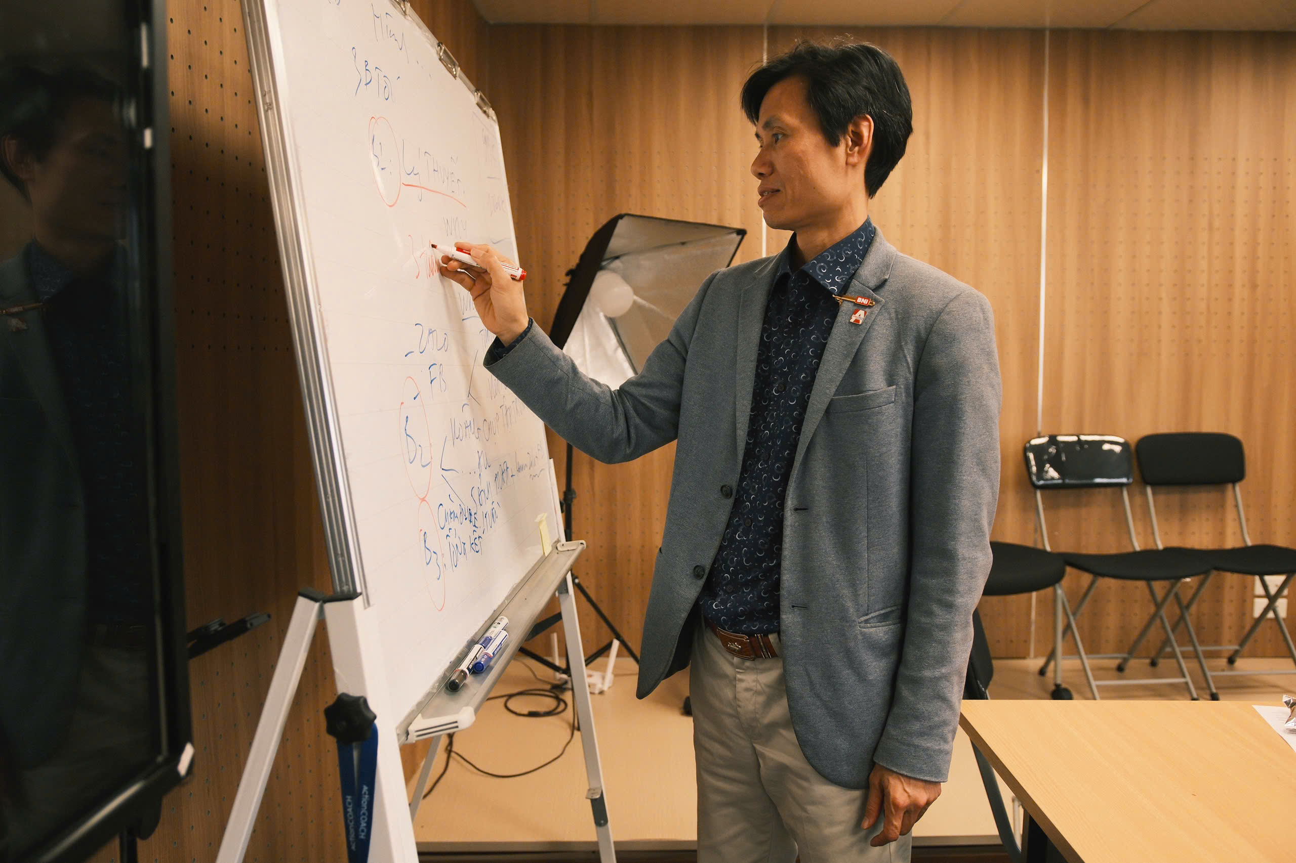 Coach Otis Phạm Thanh Tùng hướng dẫn xây dựng bản đồ doanh nghiệp trên bảng trắng