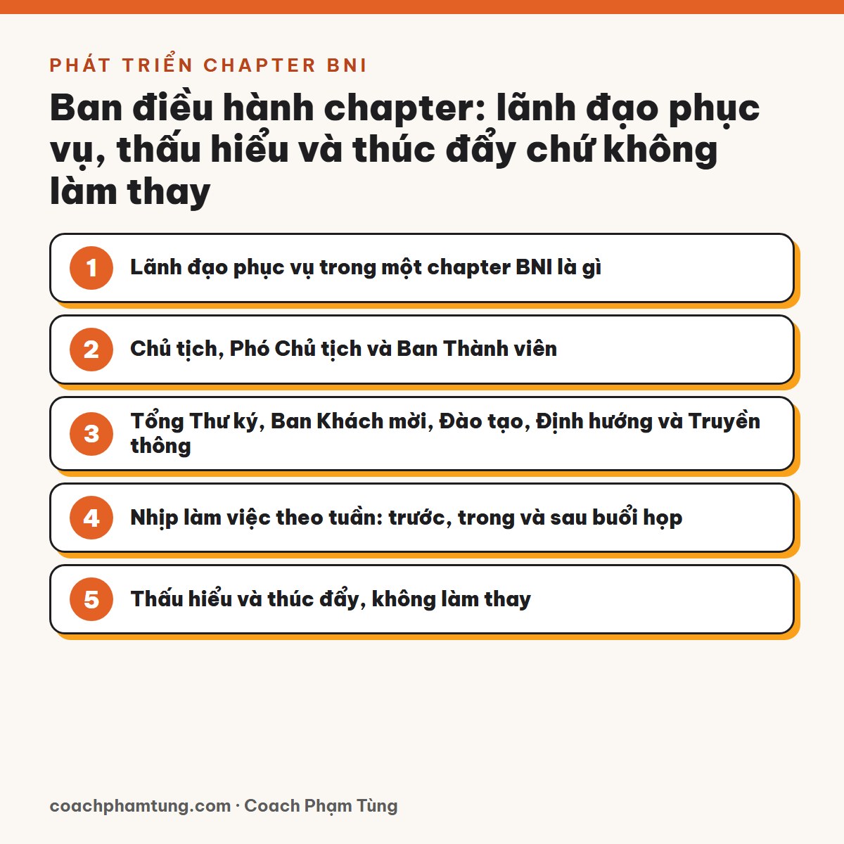 Ban điều hành chapter: lãnh đạo phục vụ, thấu hiểu và thúc đẩy chứ không làm thay