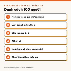 Bán hàng qua quan hệ, Tuần 2/13: Danh sách 100 người