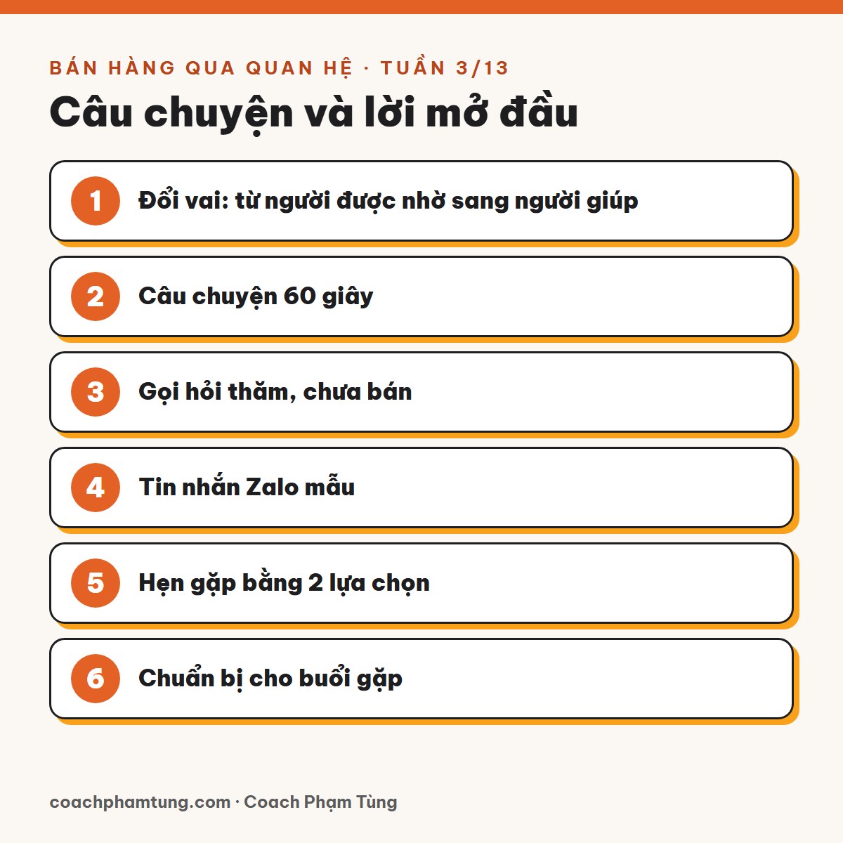 Bán hàng qua quan hệ, Tuần 3/13: Câu chuyện và lời mở đầu