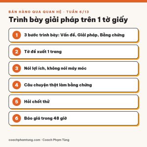 Bán hàng qua quan hệ, Tuần 6/13: Trình bày giải pháp trên 1 tờ giấy