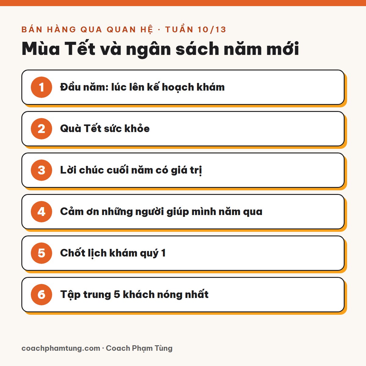 Bán hàng qua quan hệ, Tuần 10/13: Mùa Tết và ngân sách năm mới