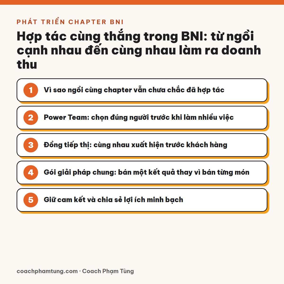 Hợp tác cùng thắng trong BNI: từ ngồi cạnh nhau đến cùng nhau làm ra doanh thu
