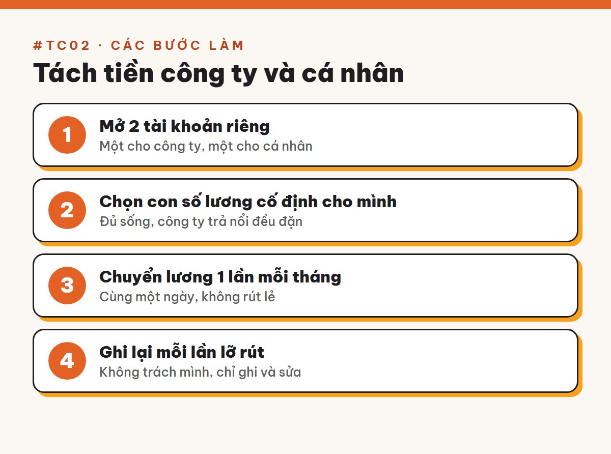 Các bước làm bài Tách tiền công ty và cá nhân